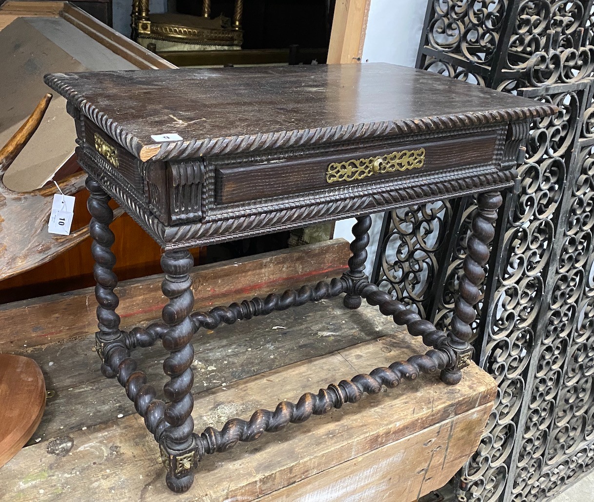 A 19th century Flemish oak side table, width 72cm, depth 45cm, height 57cm